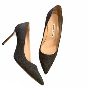 Monologue Blahnik grey tweed Pointed Heels